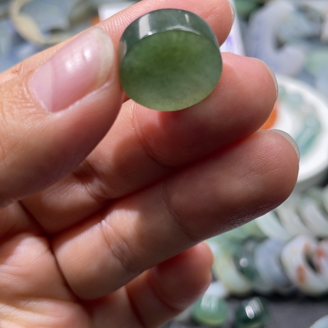 定制翡翠未镶嵌天然翡翠秋香色平安扣