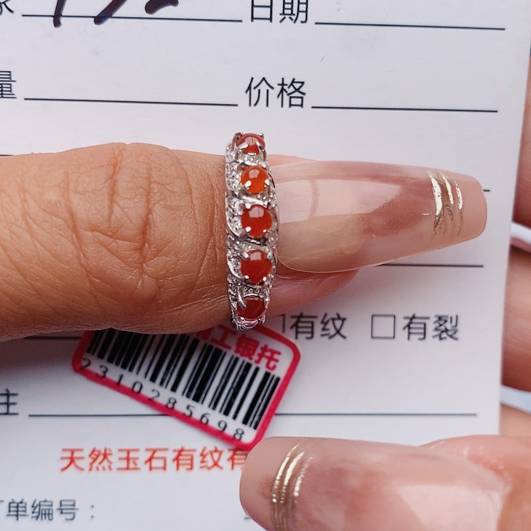 翡翠戒指银S925镶嵌戒指