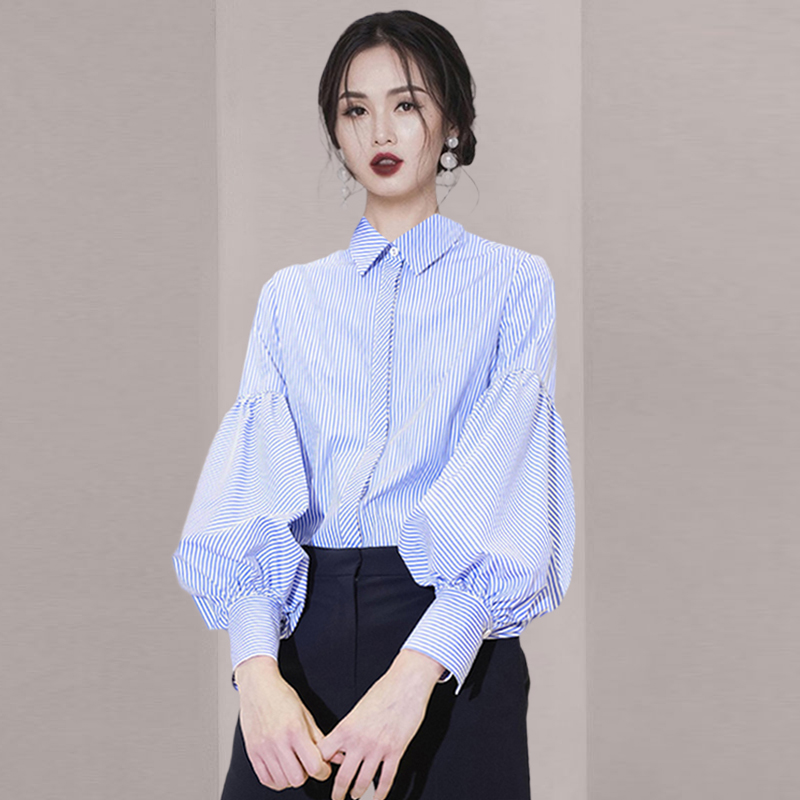 2025年秋装百搭设计感条纹衬衫女法式复古轻熟风衬衣法式小众衬衣