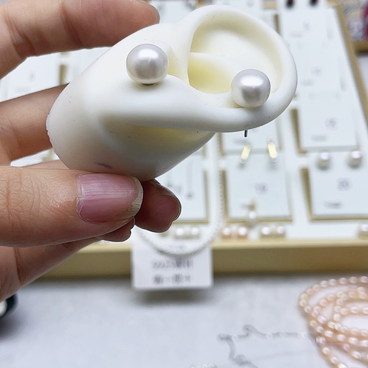 淡水珍珠耳饰银S925镶嵌星**阔