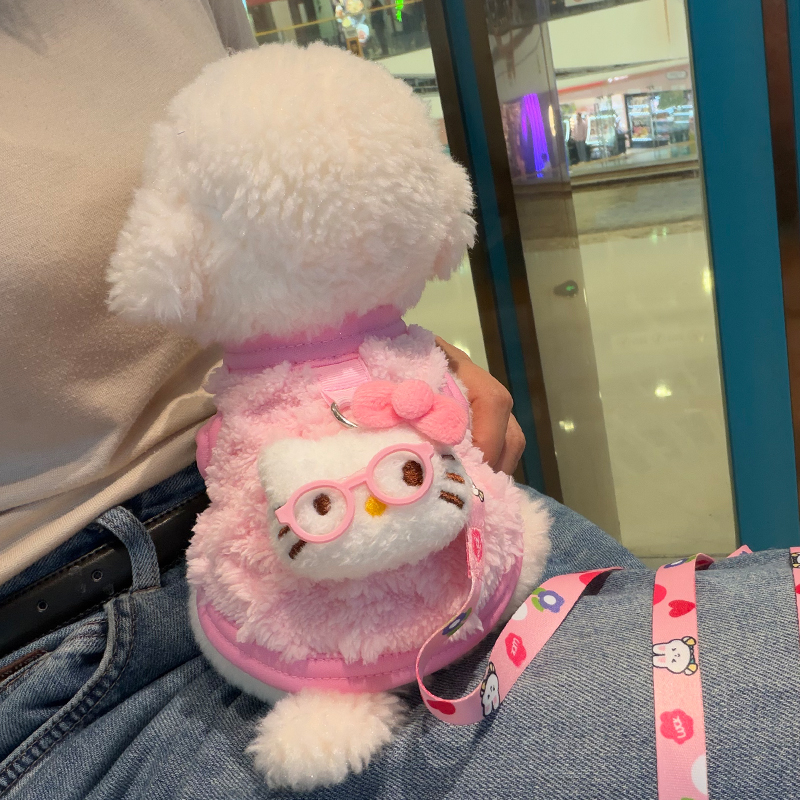 小泰迪狗狗宠物衣服比熊冬季加绒博美小型犬小猫咪狗狗背心可牵引