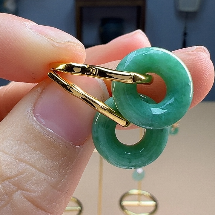 翡翠耳饰银S925镶嵌耳饰