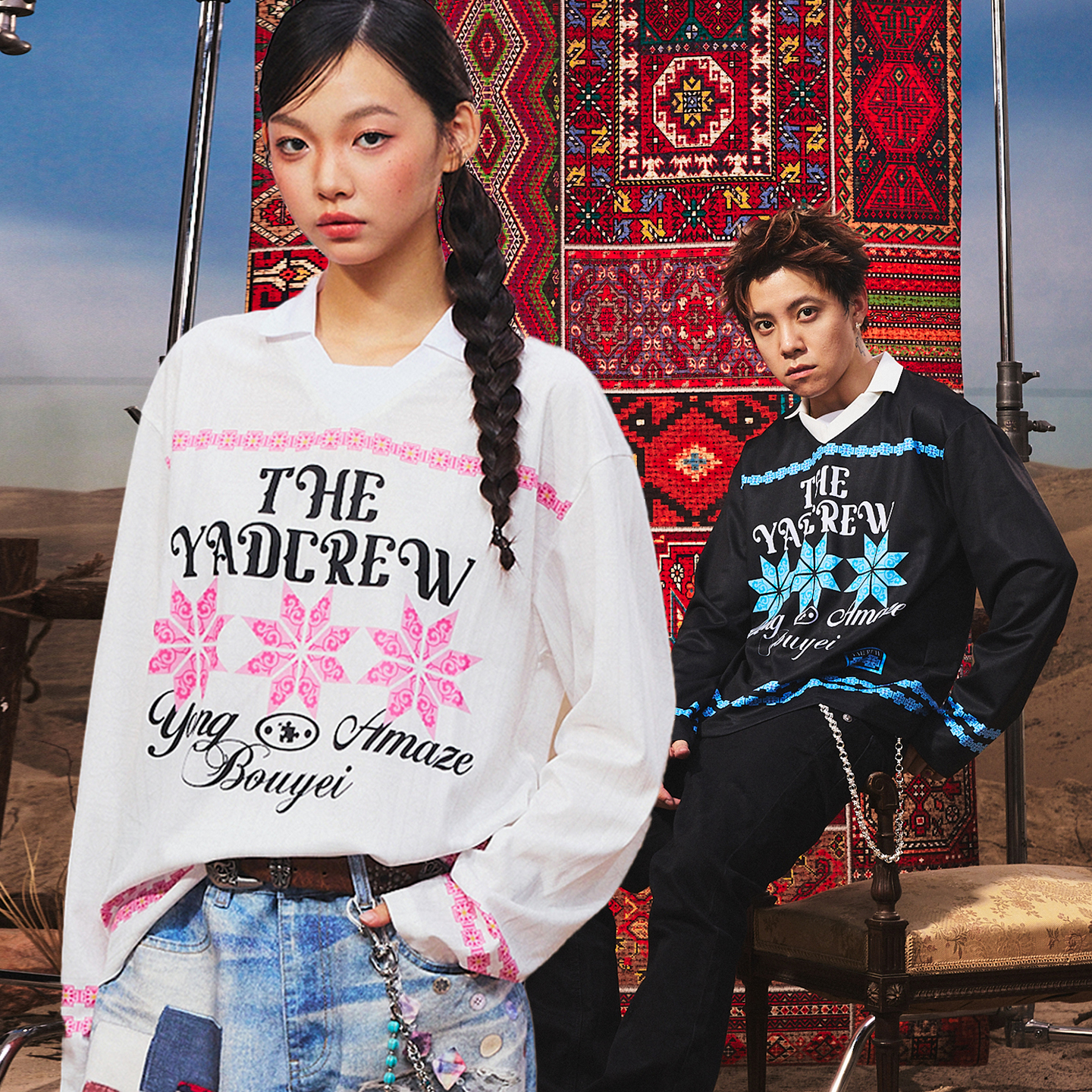 【刘佳玺x陈俊旭X由淼同款】YADcrew布里生花民族图腾印花透气球服
