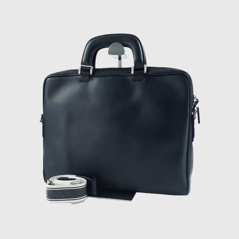 95新 LOEWE/罗意威  二手黑色全皮手提斜挎公文包 W44907