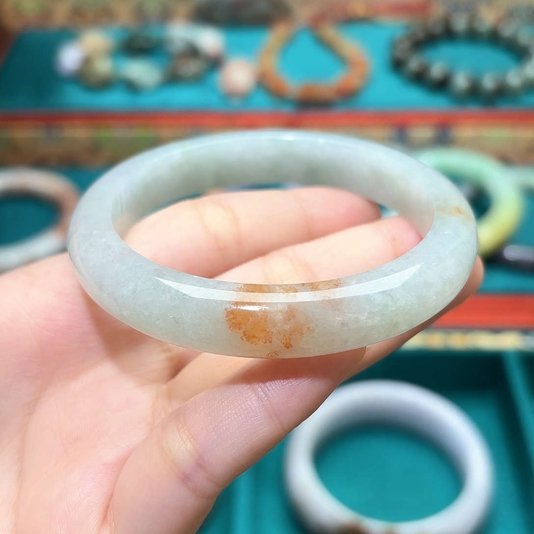 翡翠手镯未镶嵌正圈糯冰桂花糕翡翠手镯