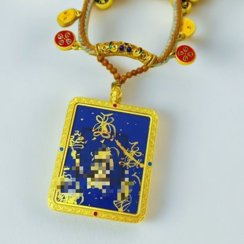 新款五台山八大守护五爷双面立体浮雕鎏金工艺铜质唐卡