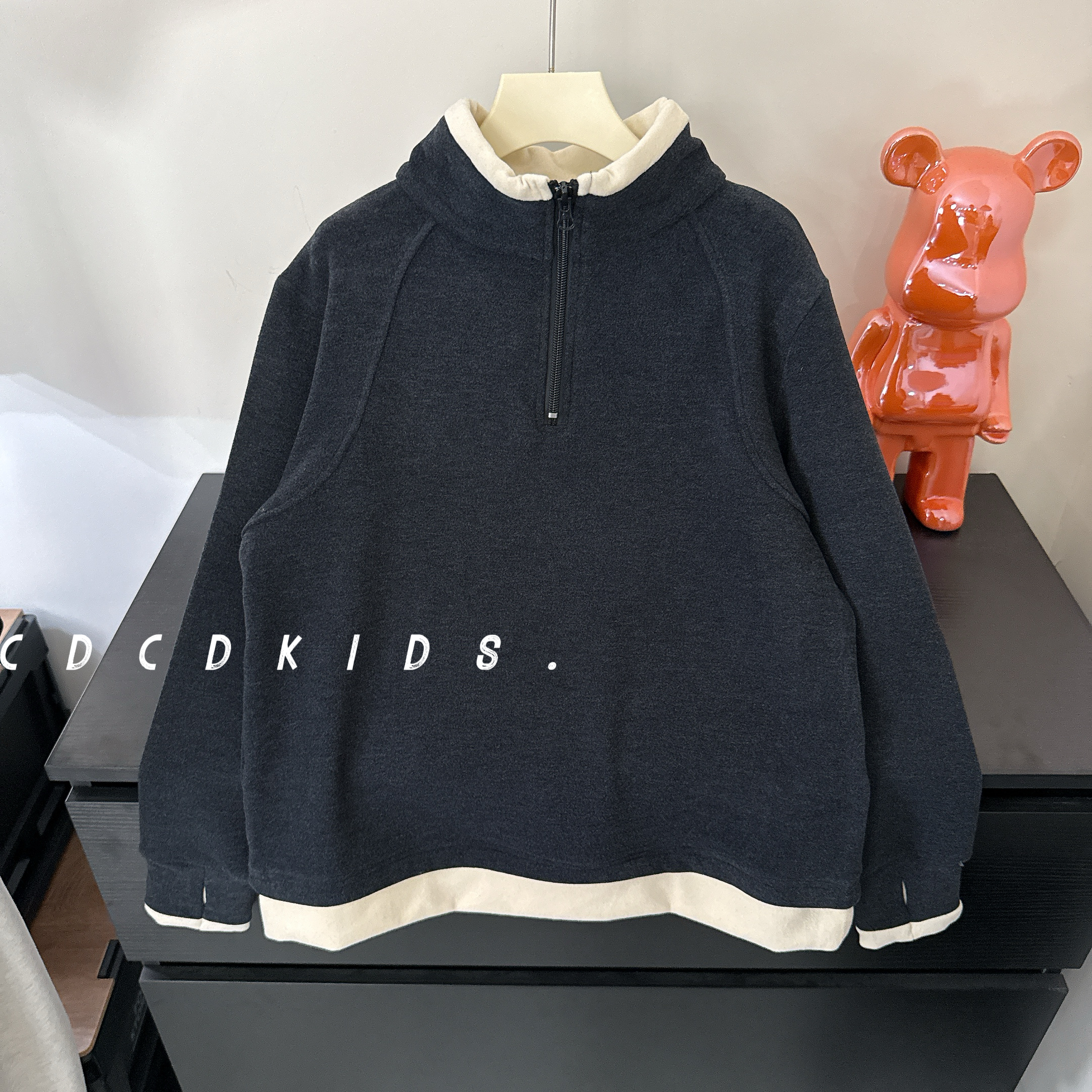 川度33278儿童假两件打底衫秋冬装百搭拉链上衣男女童拼接长袖T恤