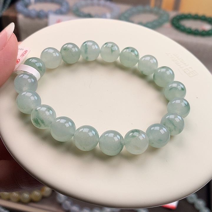 翡翠未镶嵌手链冰晴飘花绿