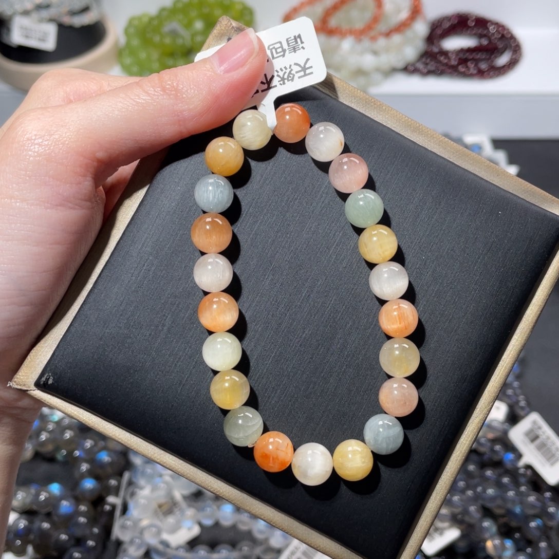 手链水晶未镶嵌彩兔毛拉丝猫眼8m+