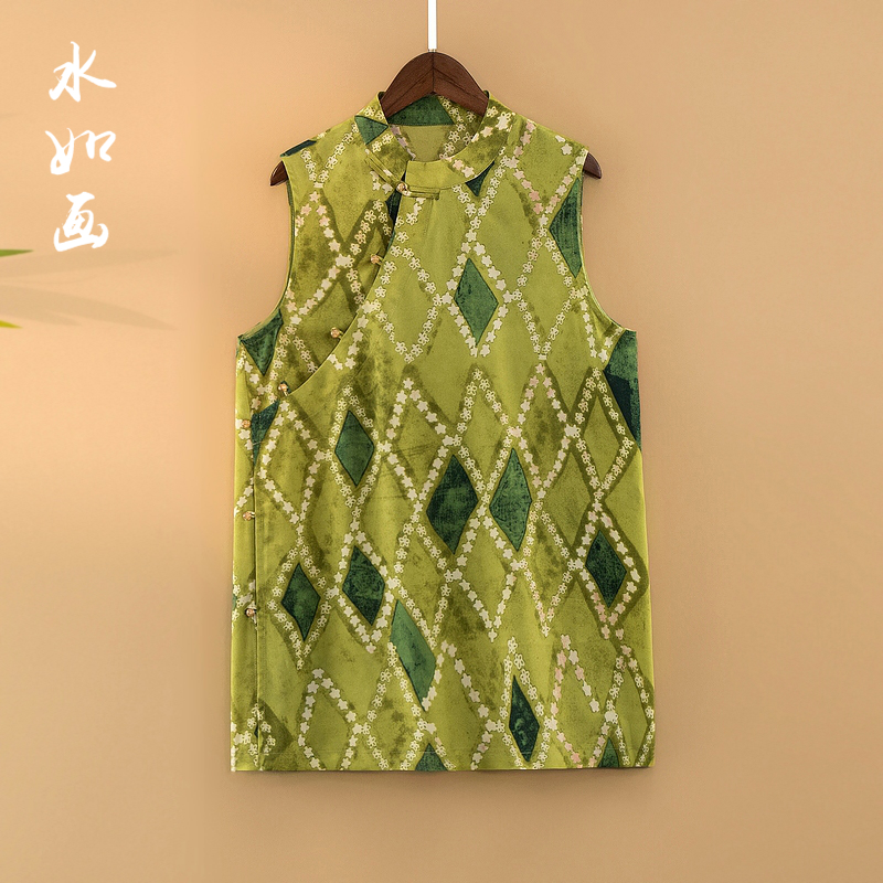 【春菱】夏季2025新款上衣小衫新中式女装国风立领提花无袖衬衫