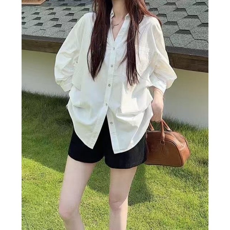 雨露亚麻衬衣宽松女