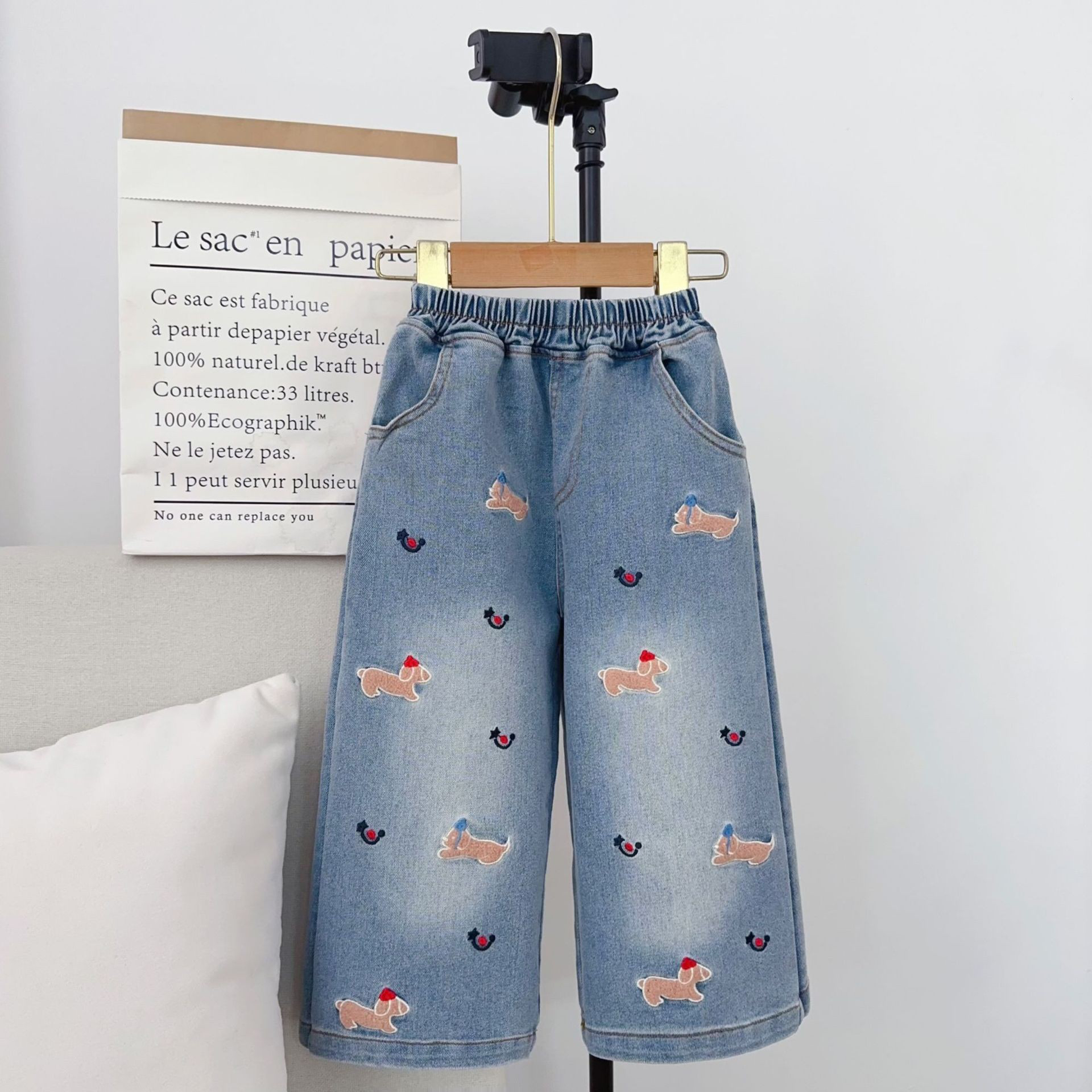 甜尔酱童装miki【腊肠狗阔腿牛仔裤041】