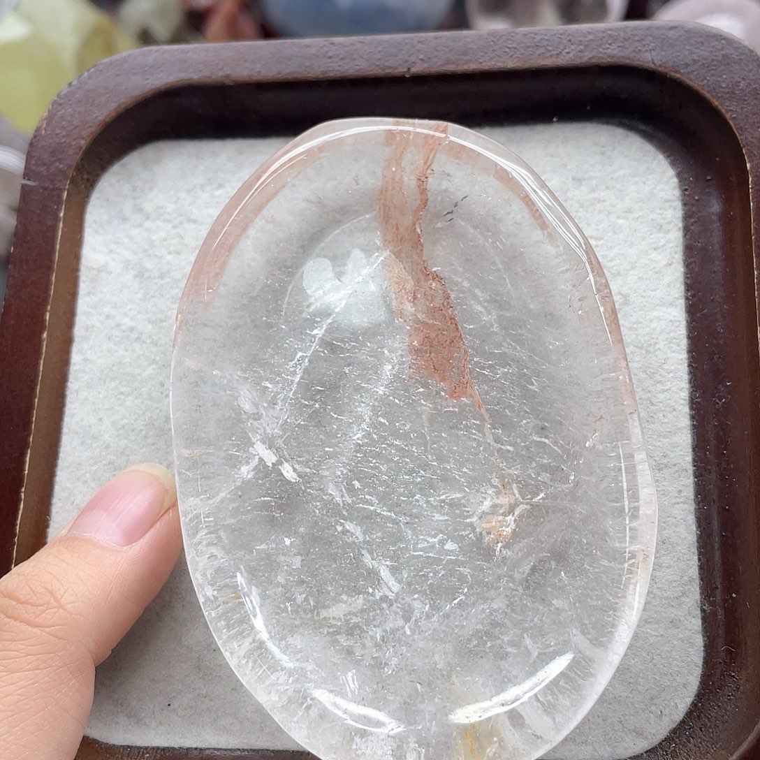 珠宝半成品水晶未镶嵌71白水晶盘带胶花