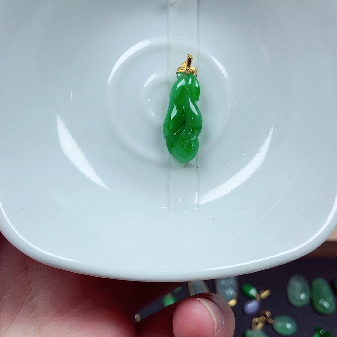 翡翠18K金镶嵌手链天然缅甸翡翠A货卡30