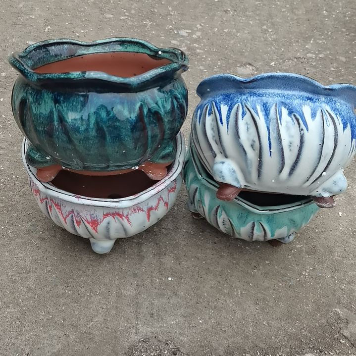 红陶15/11瑕疵4个盆子