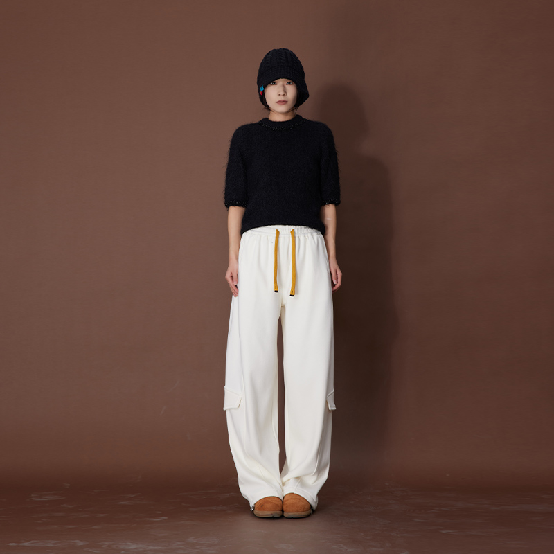 ATUMU阔腿裤系列 秋冬新品丨松紧腰抽绳加绒工装休闲卫裤AT499
