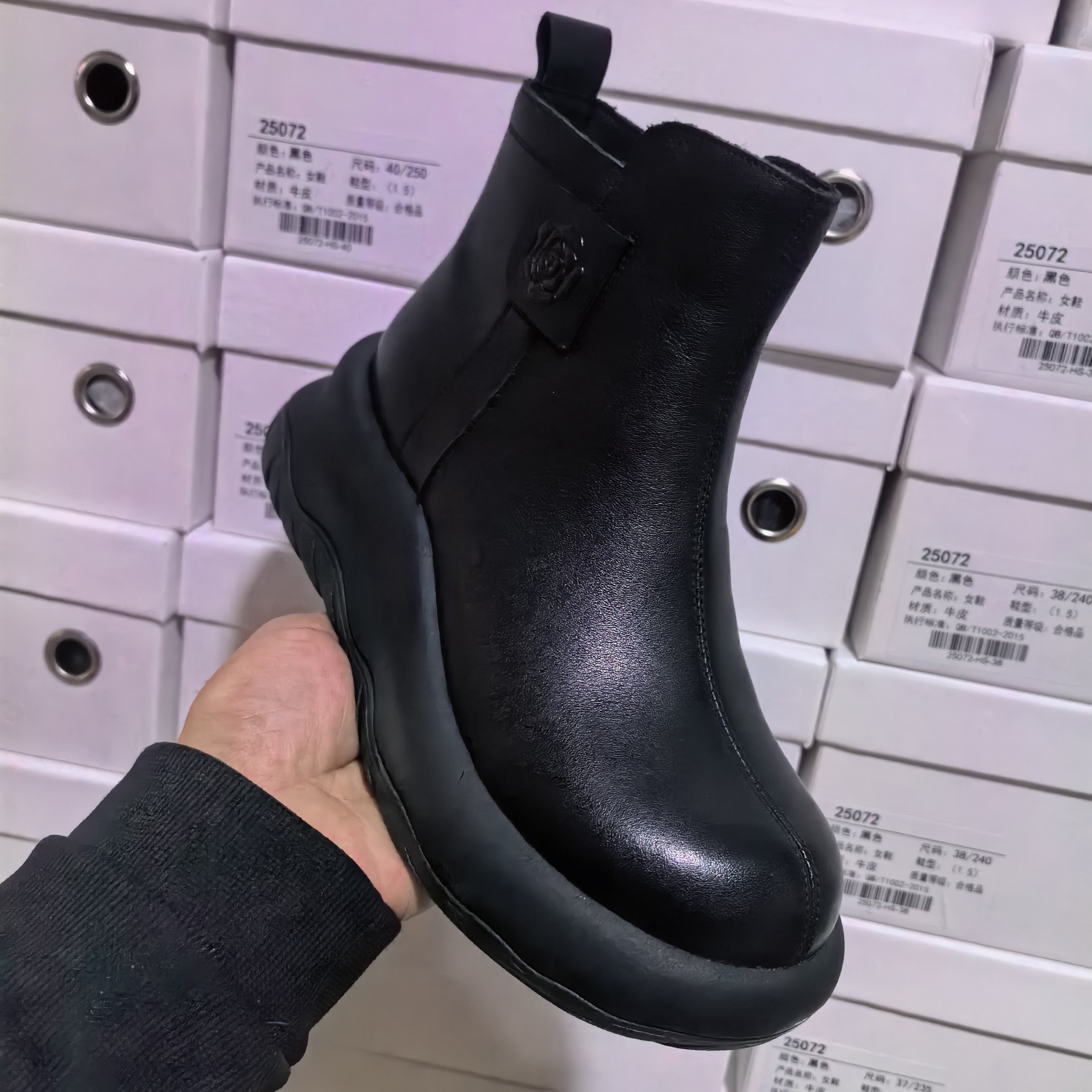 (山茶花)头层牛皮25071百搭(4)高端马丁靴加绒