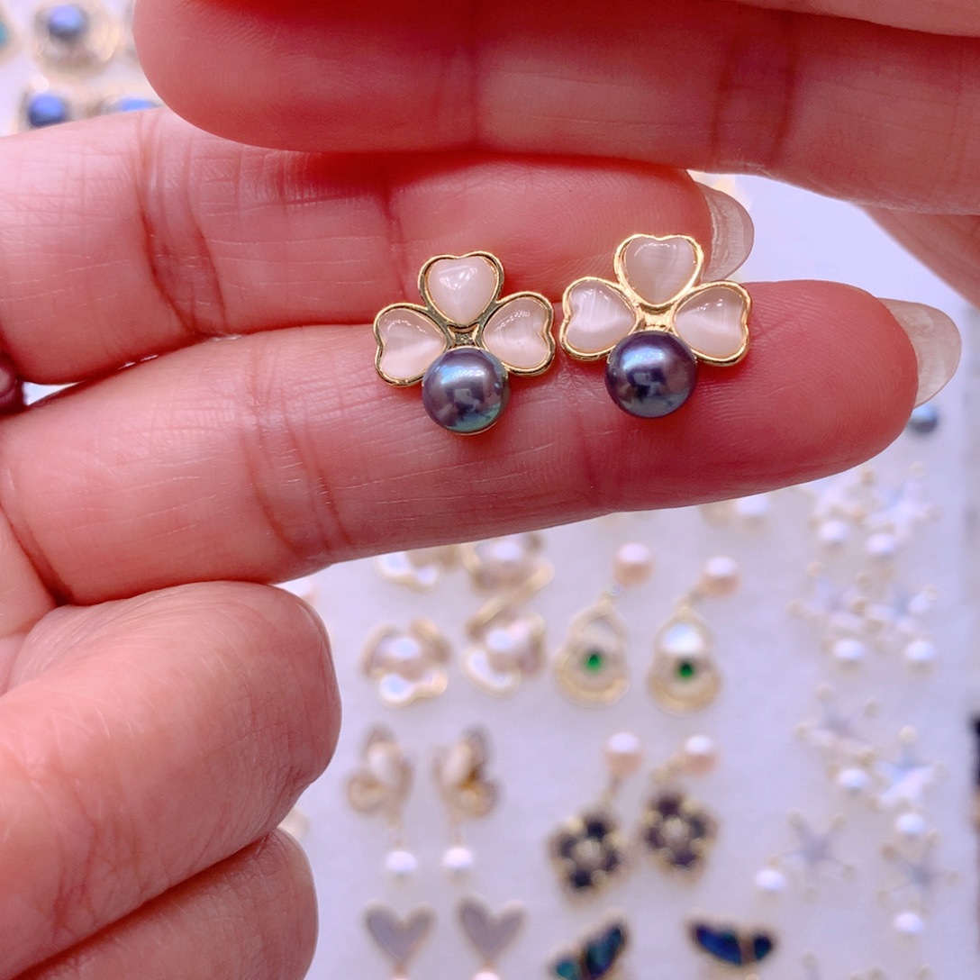 耳饰合金淡水珍珠