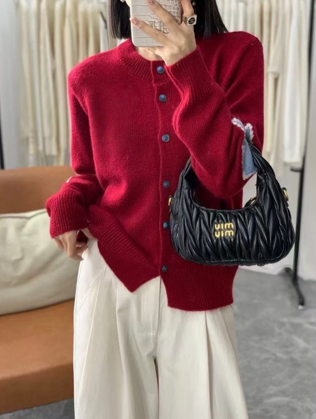 Y20【L字母】女士重工刺绣软糯针织开衫