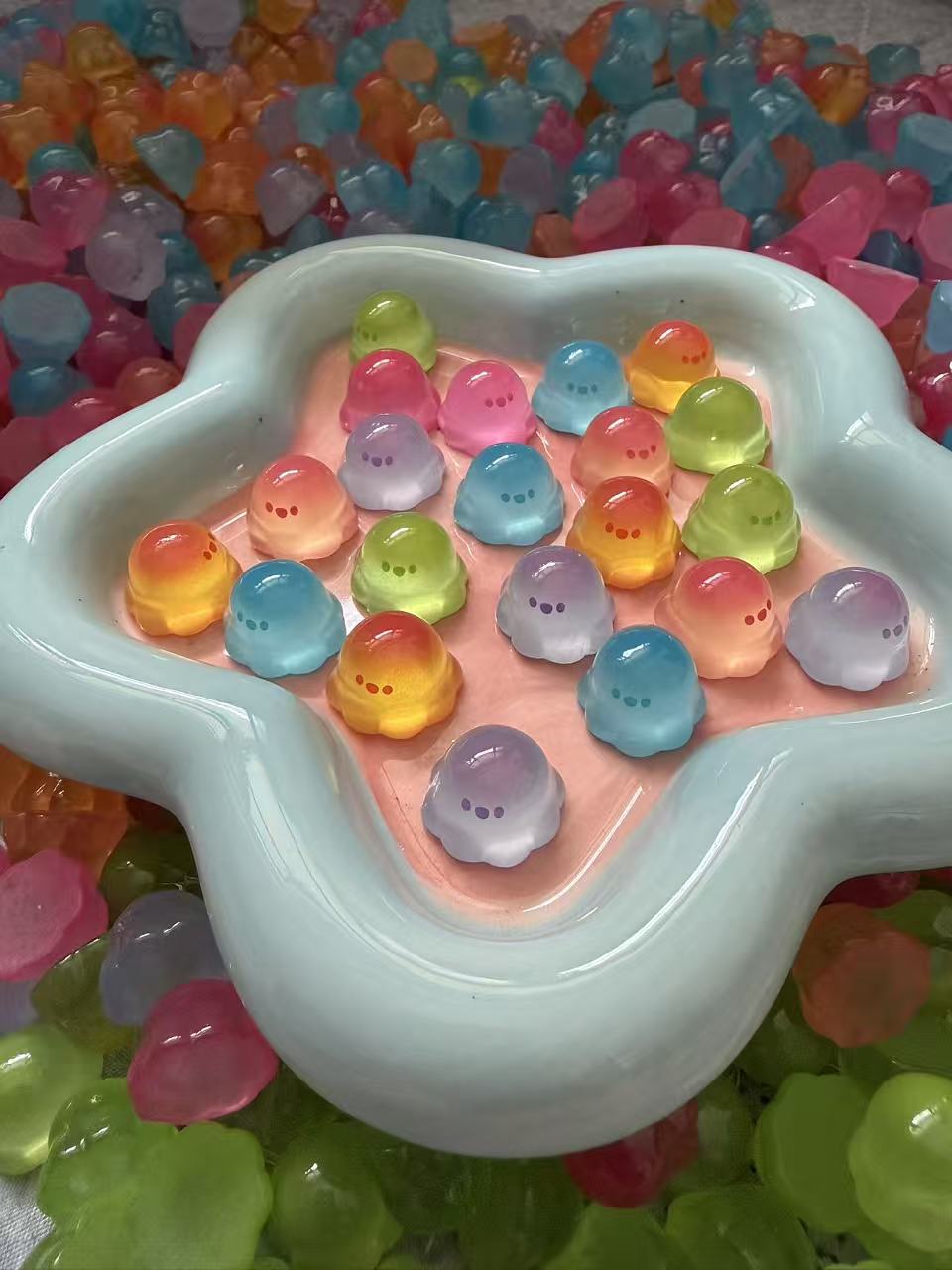 【六色九宫格】树脂仿真夜光小幽灵钥匙扣小夜灯装饰diy配件