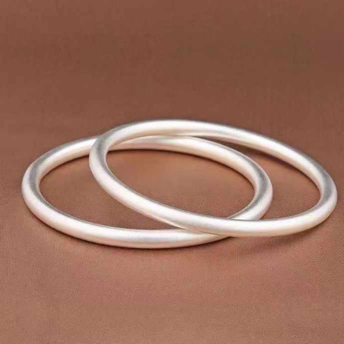 足银手镯 足银999古法素圈闭环实心手镯