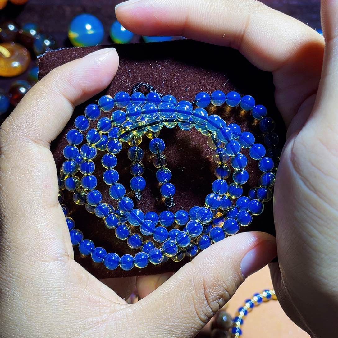 蓝珀裸石未镶嵌泰****工异色珀5加108