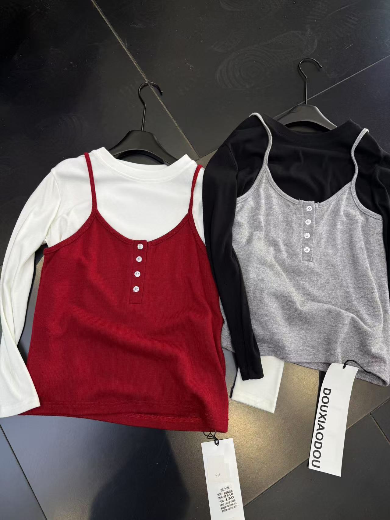 魏2025【Y】2月8日 儿童女童时尚宽松灰色吊带t恤8510-