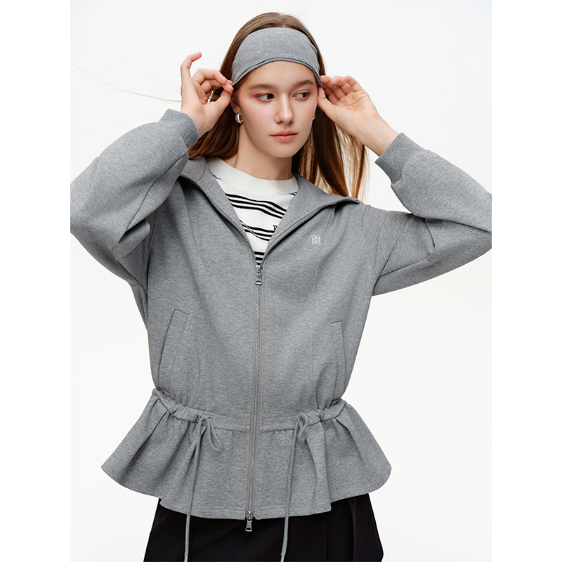 独束女装【韩系公式】抽绳收腰卫衣宽松减龄卫衣外套26DS81042