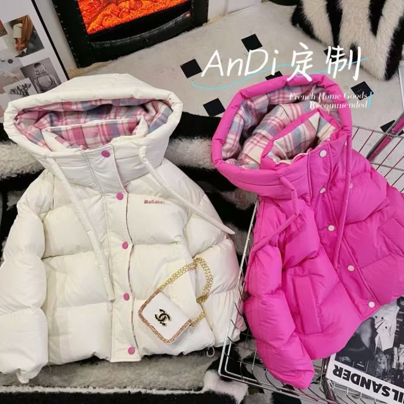 〖ANDI〗订制冬季新款中大童连帽免洗重工皮面拼接加厚羽绒服5327