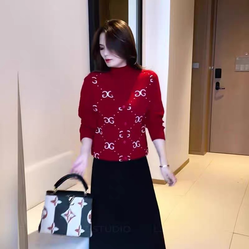 源祥半高领毛衣女士秋冬内搭加厚羊毛衫高腰短款外穿针织打底衫5