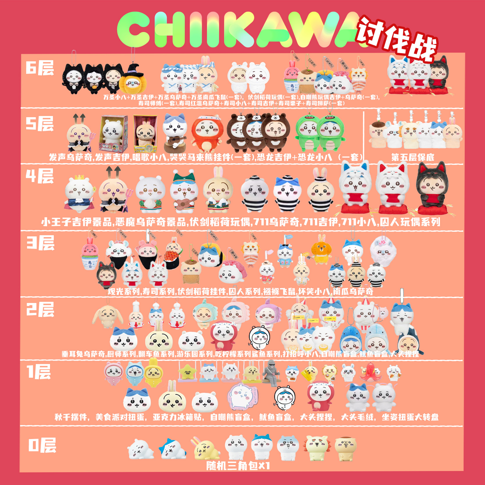 【chiikawa 讨伐战】许愿角色 毛绒扭蛋挂件玩偶