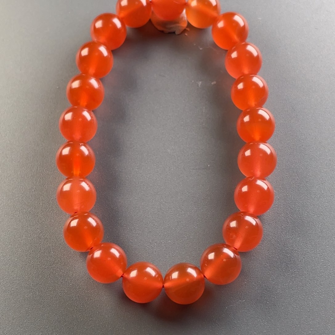 南红玛瑙天然原矿杨柳冰红单圈9➕mm单圈手串未镶嵌六*