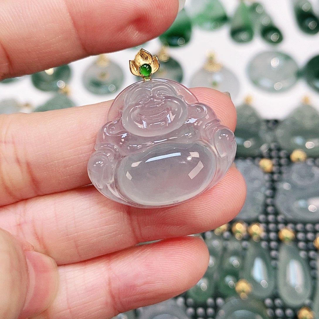 翡翠颈饰18K金镶嵌吊坠