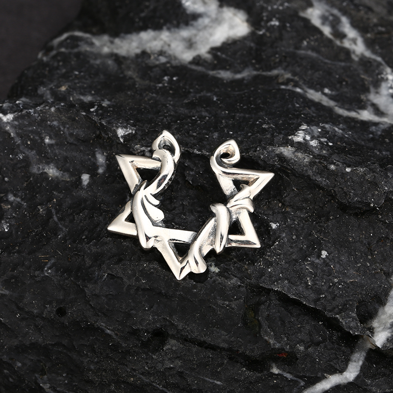 925银耳饰 可爱时尚六芒星耳夹 