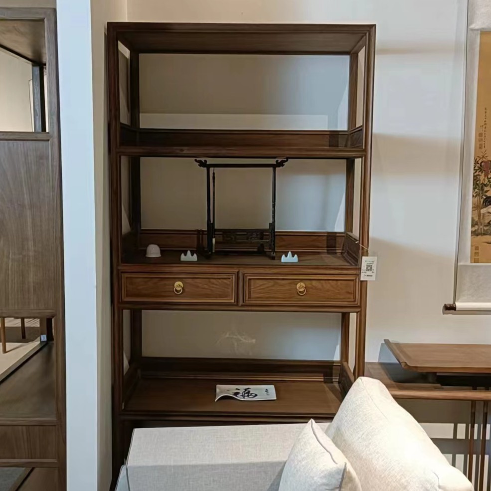 双抽屉书架博古架新中式简约