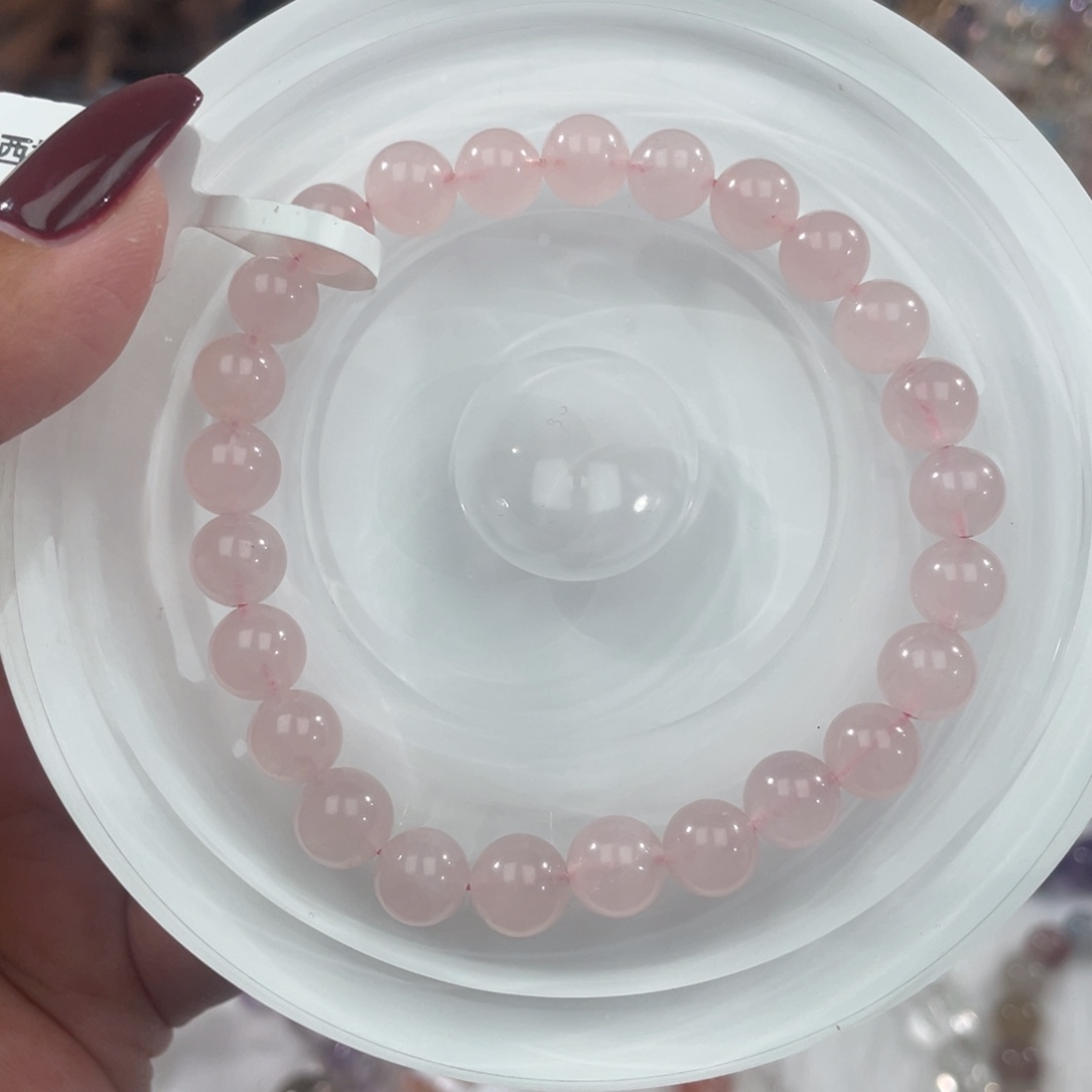 水晶未镶嵌手串005西柚粉水晶7m+