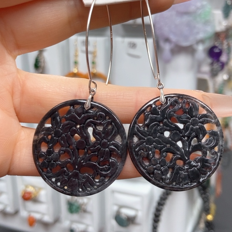 【闪购商品】翡翠耳饰银S925镶嵌耳饰