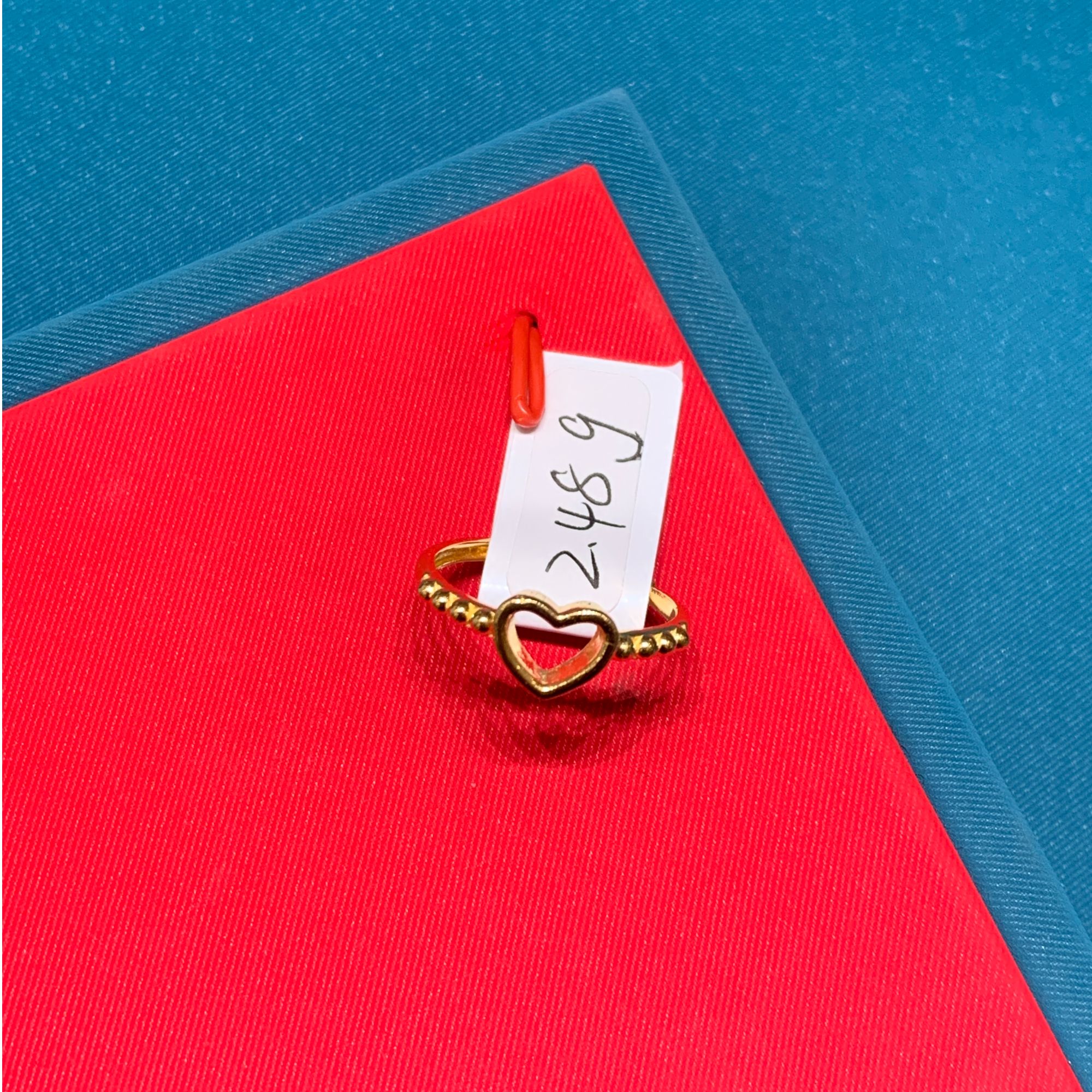 【晓彤】七夕足金999镂空爱心戒指2.48g