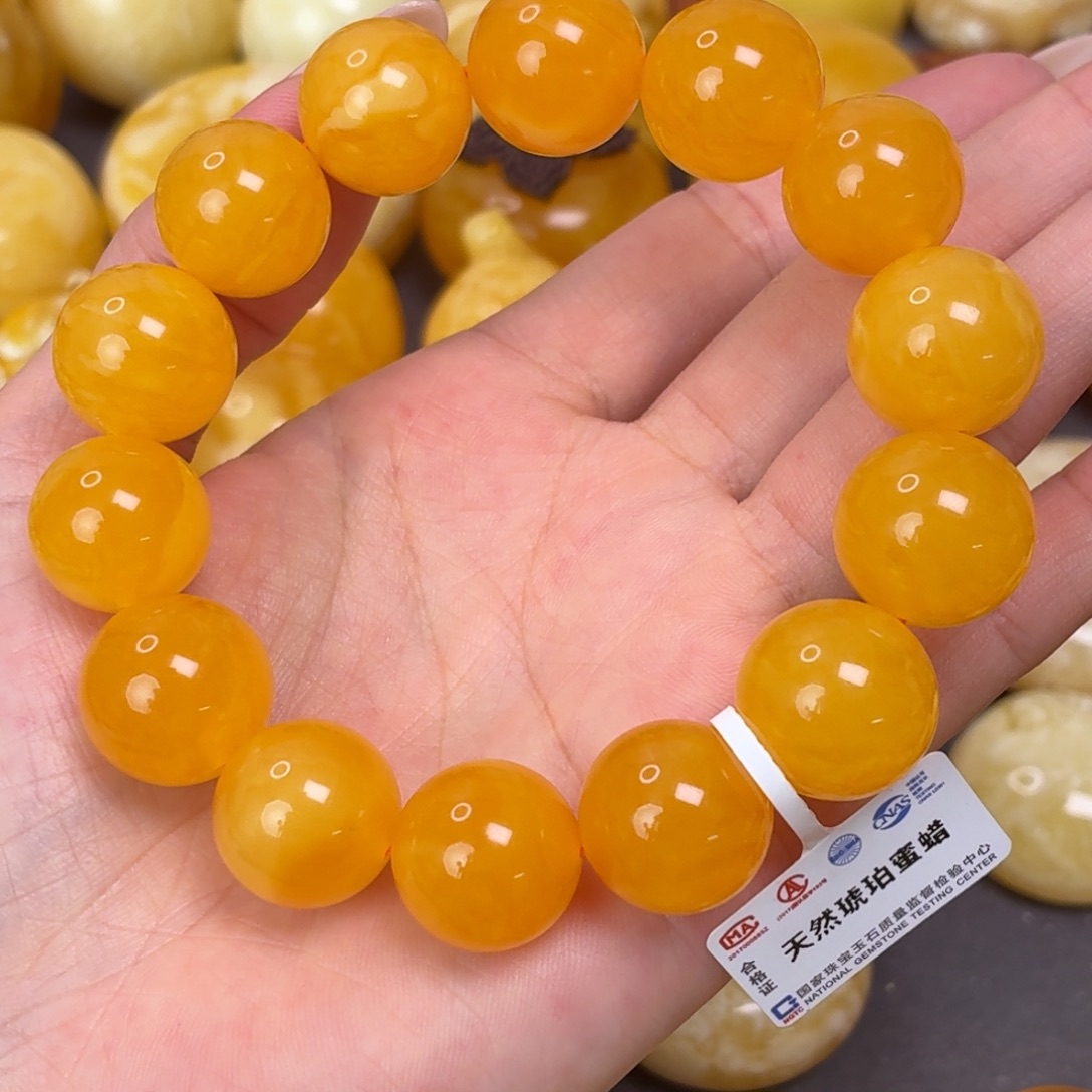 琥珀（根珀）未镶嵌发饰橘红手串