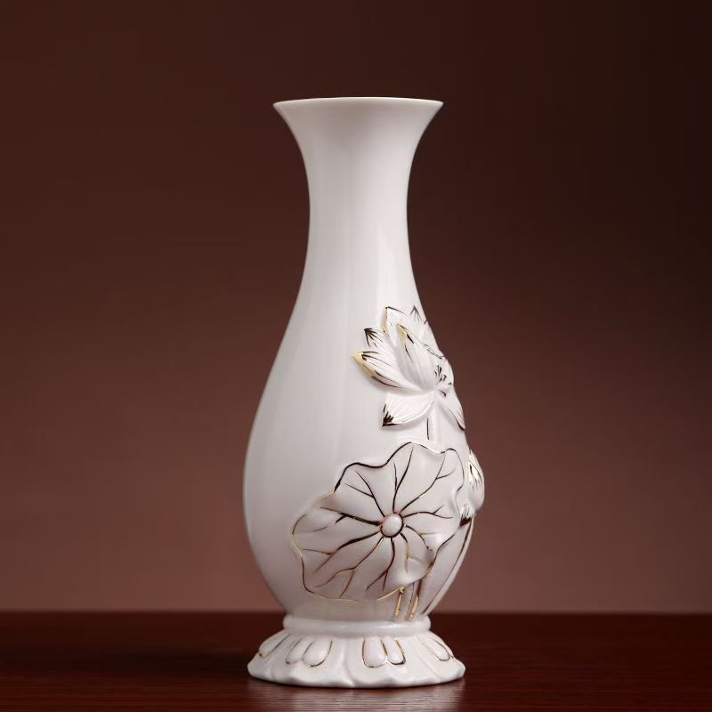 高档描金陶瓷花瓶轻奢收藏摆件品