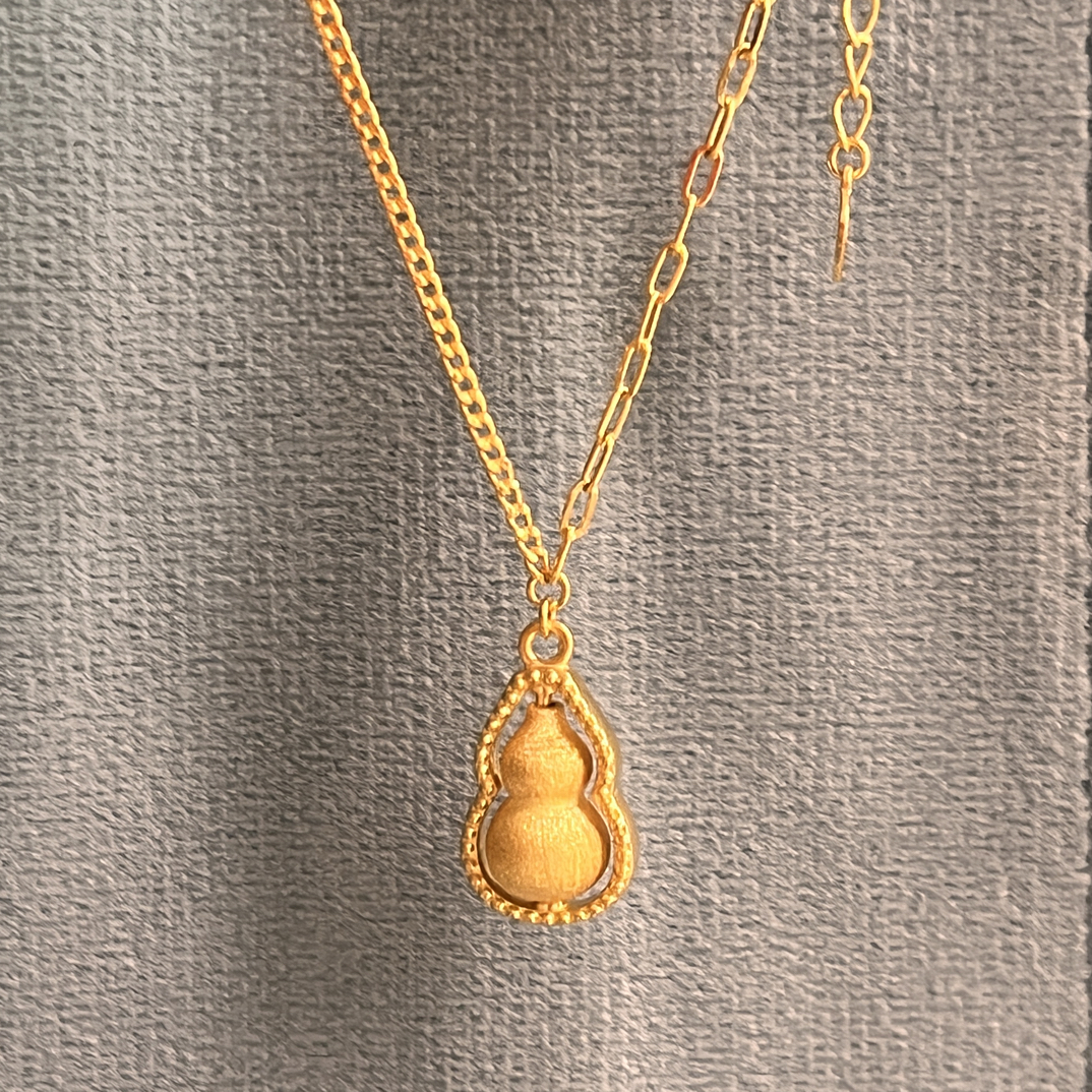 足金999镂空葫芦套链5G工艺