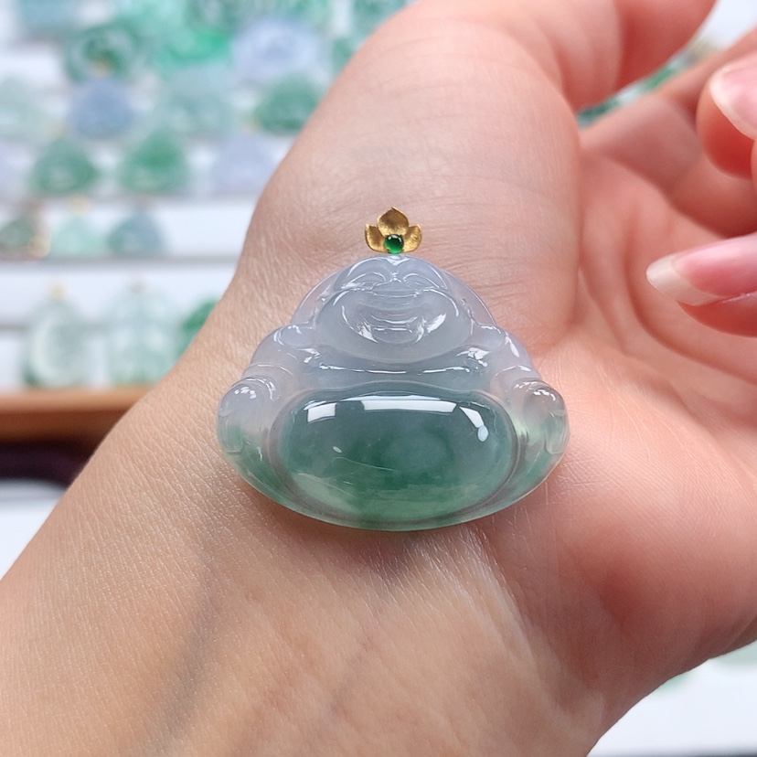 【闪购商品】翡翠吊坠(赠链)18K金镶嵌