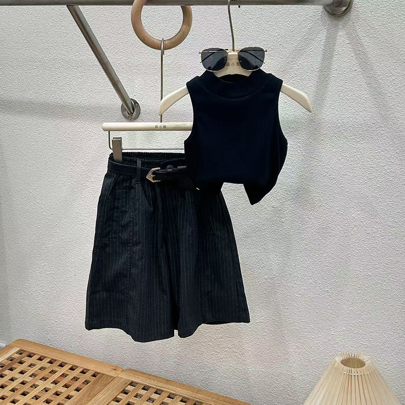 女童裤套装2025新款儿童夏装背心中大童女孩洋气中裤网红品质童装
