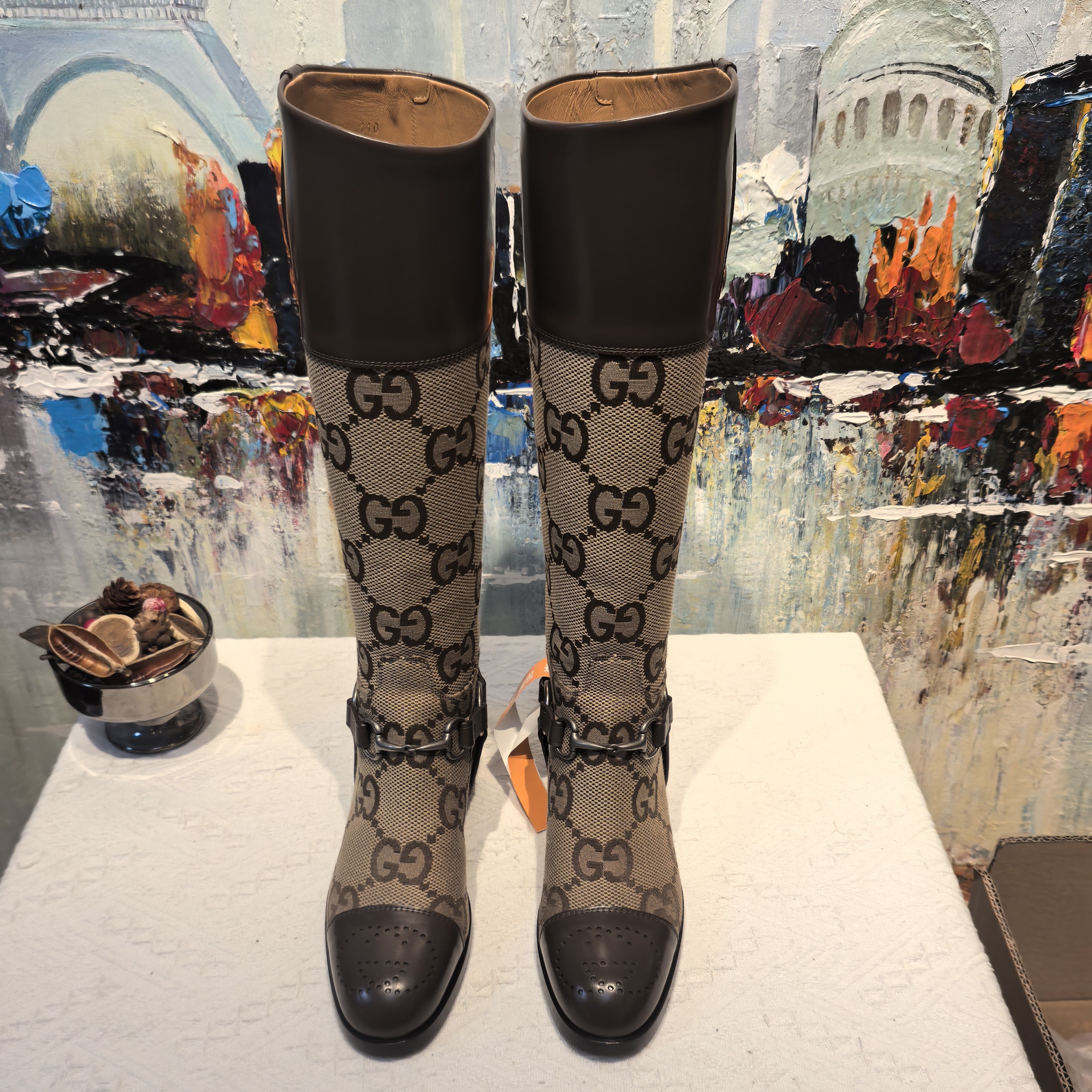 全新未使用 GUCCI/古驰 GUCCI老花高桶女靴