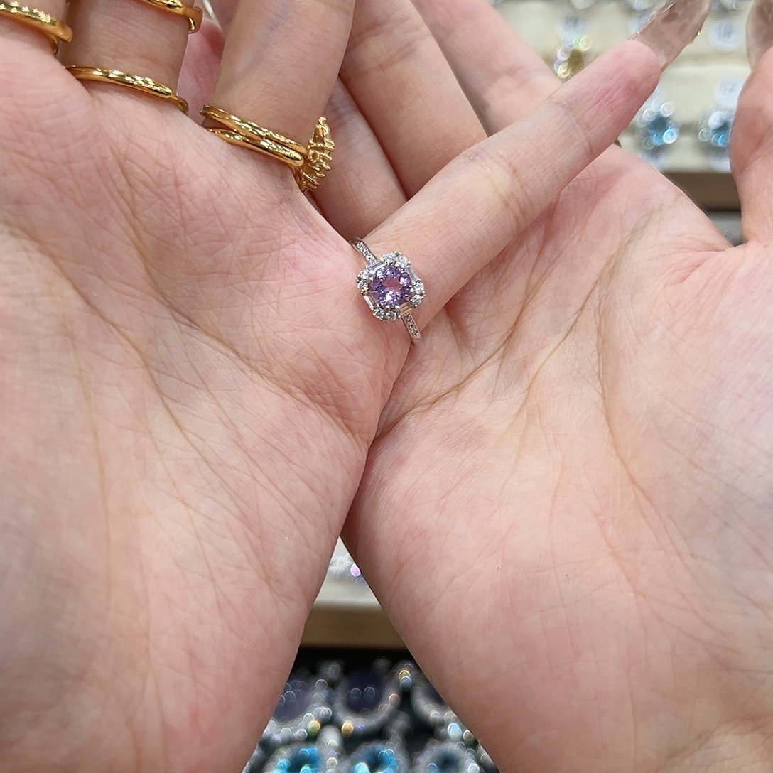 达***沫紫晶戒指银S925镶嵌