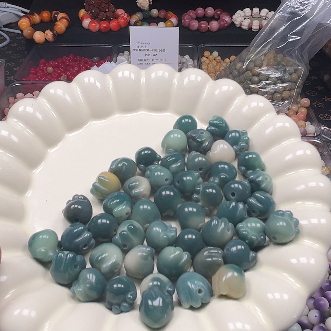 菩提根/象牙果手串50颗绿色猫爪12尺寸