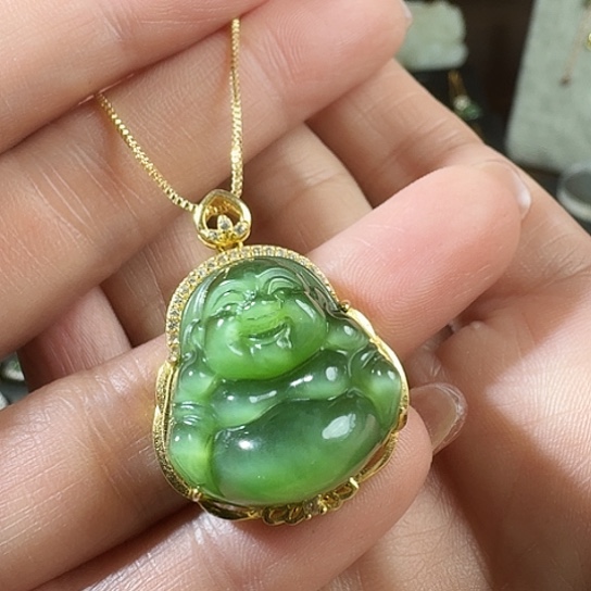 和田玉（碧玉）颈饰银S925镶嵌