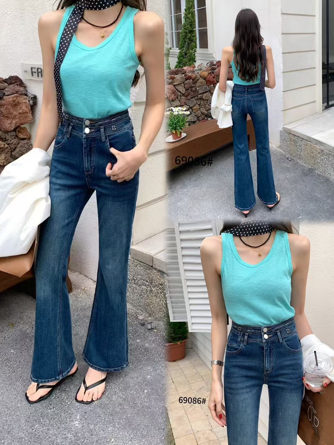 TX高腰显瘦微喇叭牛仔裤女春季新款弹力百搭大长腿