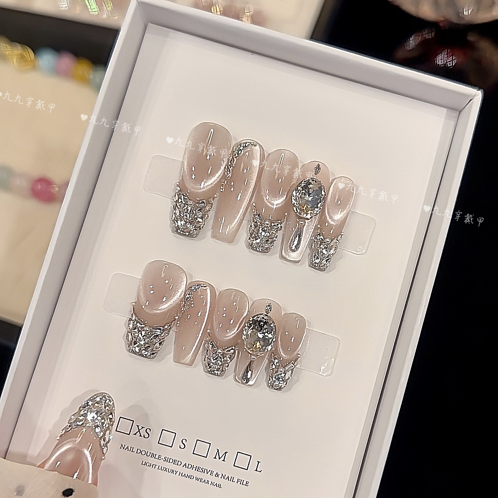 银河梦境  穿戴美甲纯手工猫眼美甲