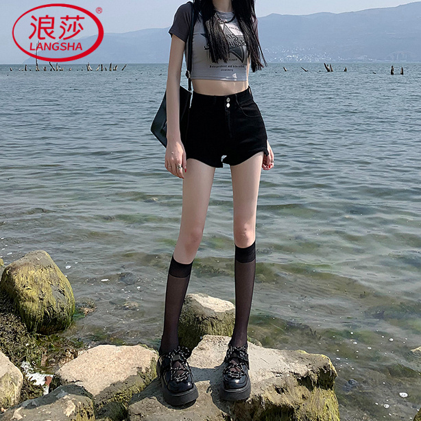 黑色牛仔短裤女高腰2025新款春秋季显瘦a字辣妹爆款女装美式热裤